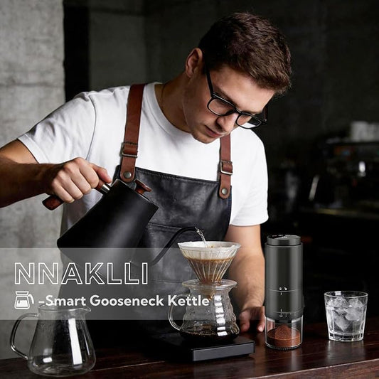 Smart Digital Electric Kettle with Variable Temperature Control, Stainless Steel Inner, 1200W Quick Heating Gooseneck Electric Kettles, Stylish Matte Finish for Coffee & Hot Beverages, 0.9L (Black)