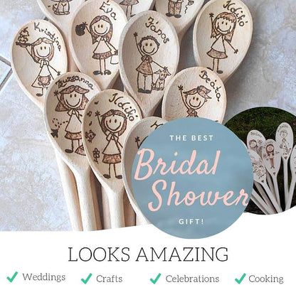 Mr.Woodware 12 Inch Wooden Spoons for Cooking - Set of 24 Long Handle Oval Wooden Spoon for Mixing, Stirring, Tasting - Kitchen Wooden Utensils For Cooking and Crafts, Personalized Wood Burning
