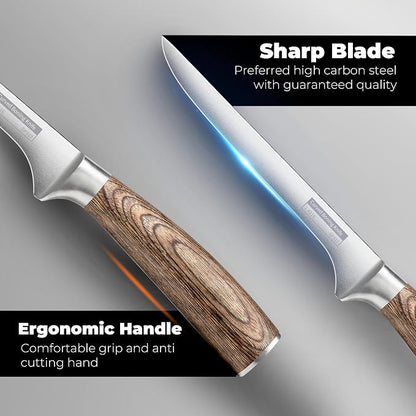 ZHANG XIAO QUAN Fillet Knife 6.5", German Stainless Steel Sharp Boning Knife, Ergonomic Pakkawood Handle for Meat and Poultry