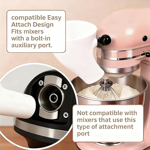 Flour Funnel for Kitchen Aid 5 Qt Tilt-Head Mixer, Easy Pour No-Mess Attachment for Flour, Sugar, and Egg Liquid, Food-Grade Plastic Baking Accessory Compatible with KSM150 (Green)
