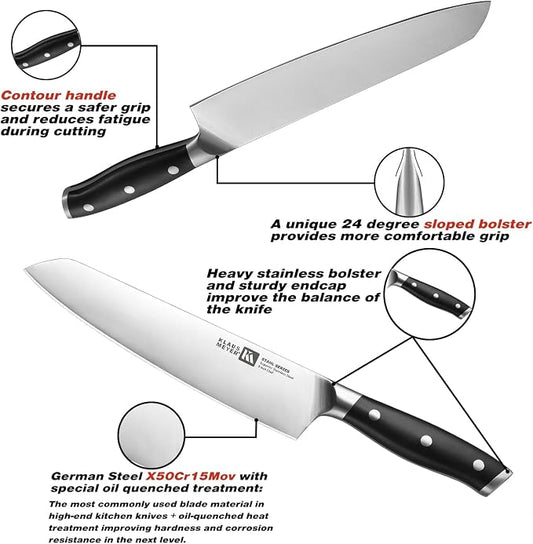 Klaus Meyer Stahl High Carbon Exclusive German Steel 8 inch Chef's Knife (Black)