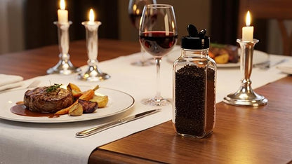 JARMING COLLECTIONS Glass Spice Jars with Shaker Lids - Spice Jars 16 oz for Food Storage, Spice Containers for Kitchen Organization and Storage, Bottles for Spices (Black - 16 Ounce 3 pack)