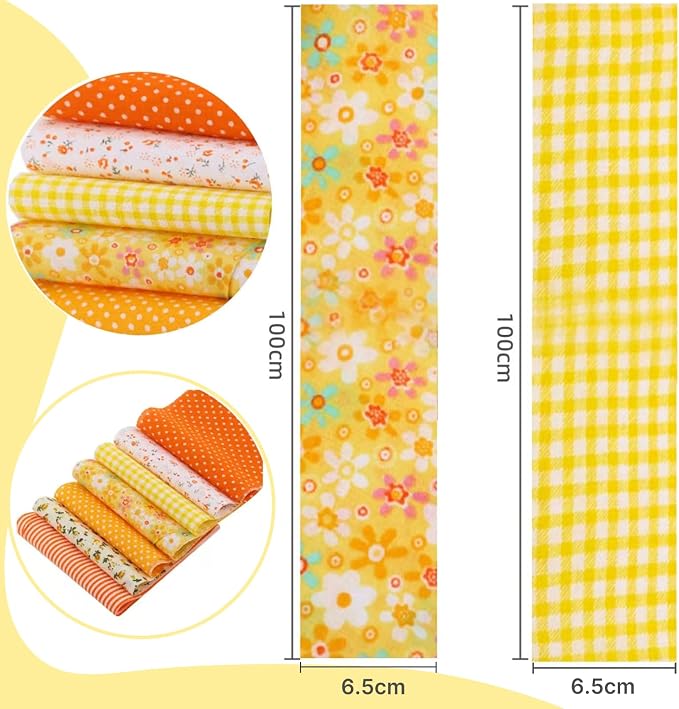 40 Pcs Jelly Roll Fabric Strips for Quilting, Sewing Supplies & DIY Crafts-2.6 Inch Precut Cotton Fabric Bundles Floral Patchwork Yellow