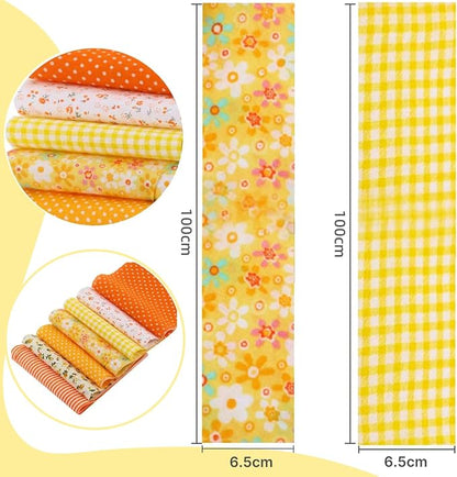 40 Pcs Jelly Roll Fabric Strips for Quilting, Sewing Supplies & DIY Crafts-2.6 Inch Precut Cotton Fabric Bundles Floral Patchwork Yellow
