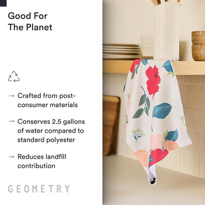 GEOMETRY Kitchen Tea Towels - Quick Dry Microfiber Dish Towels for Kitchen Roses for You, 18" x 30" 2-Pack