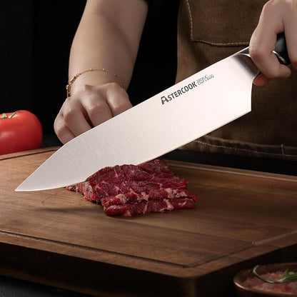 Astercook Chef Knife, 8 Inch Professional Kitchen Chef Knife, German High Carbon Stainless Steel Ultra Sharp Knife, Chefs Knives with Ergonomic Handle and Gift Box (ABS Handle), Mothers Day Gifts