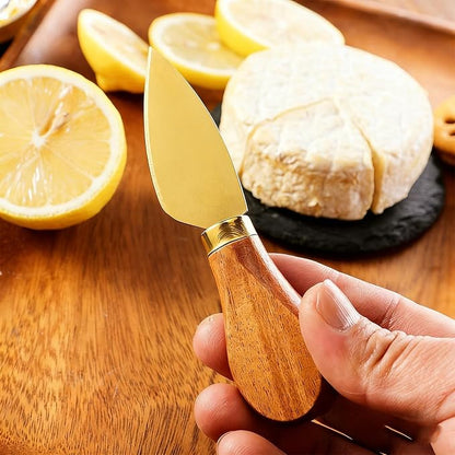 Premium Stainless Steel Cheese Tool Set - 6 Gold Cheese Knife Set - Cut, Spread All Your Favorite Cheeses (6 Gold Cheese Set)