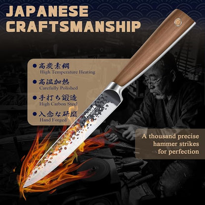 Huusk Kitchen Utility Knife 5.5" Paring Knife Ultra Sharp High Carbon Steel Tomato Knives Japan Chef Knife Multipurpose Kitchen Knife for Fruit and Vegetable with Premium Present Box