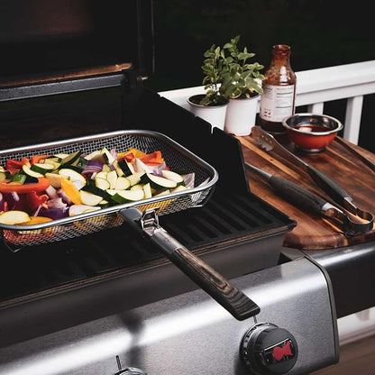 Schmidt Brothers - BBQ Ash 4 Piece Grill Set, Full-Forged Stainless Steel Grilling Utensils Including Spatula, Fork, Basting Brush, and Tongs with All Wood Handles
