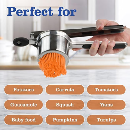 Mindful Design Large 15oz Potato Ricer, Heavy Duty Stainless Steel Potato Masher and Ricer Kitchen Tool, Press and Mash Kitchen Gadget For Perfect Mashed Potatoes Every time