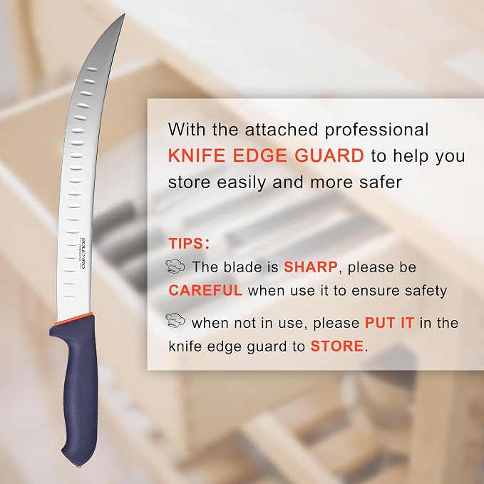 12 Inch Brisket Slicing Knife,Carving Knifewith Granton Edge, X50CrMoV15 Stainless Steel Butcher Knife with Ergonomic Non-Slip Handle for Meat Cutting, BBQ & Turkey