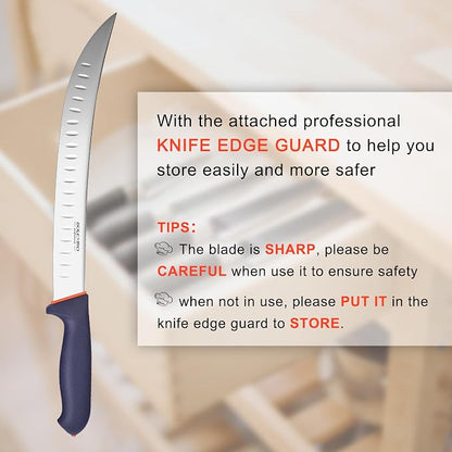 12 Inch Brisket Slicing Knife,Carving Knifewith Granton Edge, X50CrMoV15 Stainless Steel Butcher Knife with Ergonomic Non-Slip Handle for Meat Cutting, BBQ & Turkey