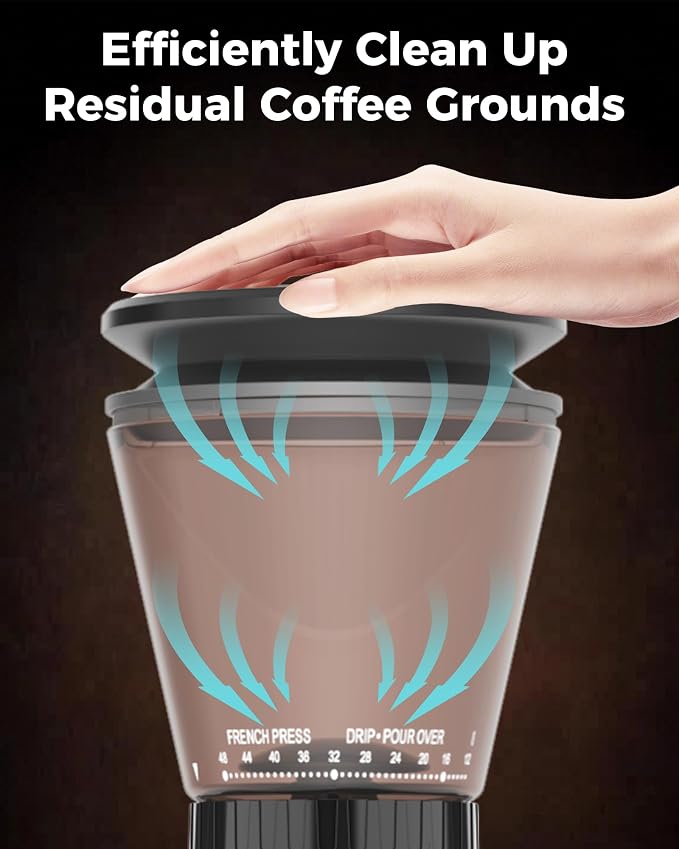 Tuni G1 Black Conical Burr Coffee Grinder with Black Digital Coffee Scale, 48 Grind Settings Anti-static Coffee Bean Espresso Grinder for Espresso/Drip/Cold Brew/French Press