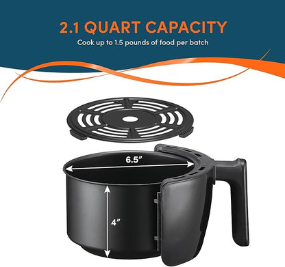 Elite Gourmet EAF0201X Personal Compact Space Saving Electric Hot Air Fryer Oil-Less Healthy Cooker, Timer & Temperature Controls, 1000W, 2.1 Quart, Black