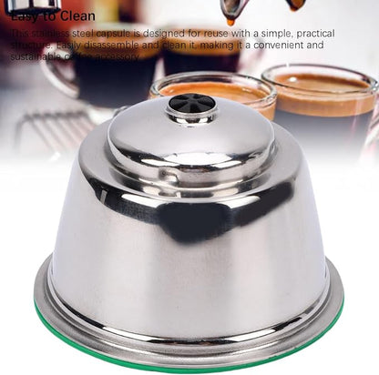 Reusable Stainless Steel Coffee Pod, Refillable Silicone Cup with Measuring Spoon for Machine