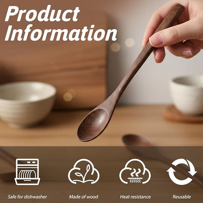 4 PCS Wooden Coffee Spoon, 7.9 Inch Honey Spoon, Small Wooden Spoons, Hardwood Utensils for Honey, Coffee, Tea, Stirring, Serving, Cooking