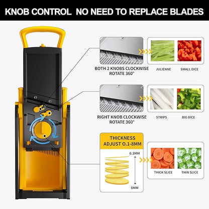 QYKIC Upgrade Safe Mandoline Slicer for Kitchen, Vegetable Chopper Slicer, Potato Slicer Thickness Adjuster, Veggie Onion Dicer for Quick Meal Prep