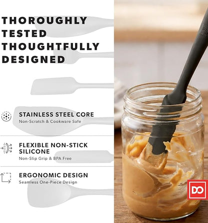 All New DI ORO 6-Piece Silicone Spatula Set - Rubber Kitchen Utensils for Baking, Cooking & Mixing - Heat-Resistant 600°F BPA Free Spatulas for Nonstick Cookware - Dishwasher Safe (Black)