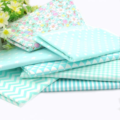 Fat Quarter Fabric Bundles Pre-Cut Quilting Cotton Twill Printed Assortments Craft Cloth Bundle Squares DIY for Sewing Crafting Rose Flavor(ice Blue,18 by 20.5Inch)