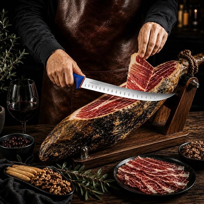 DRAGON RIOT 4 Piece Butcher Knife Set Brisket Trimming Set Include 6" Boning Knife, 6" Skinning Knife, 10" Butcher Breaking Knife and 10" Sharpening Steel