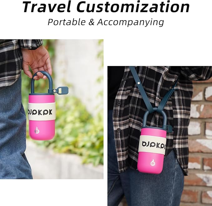 BJPKPK 13oz Insulated Tumbler With Lid And Handle Stainless Steel Travel Mug Loop Coffee Tumbler Cups