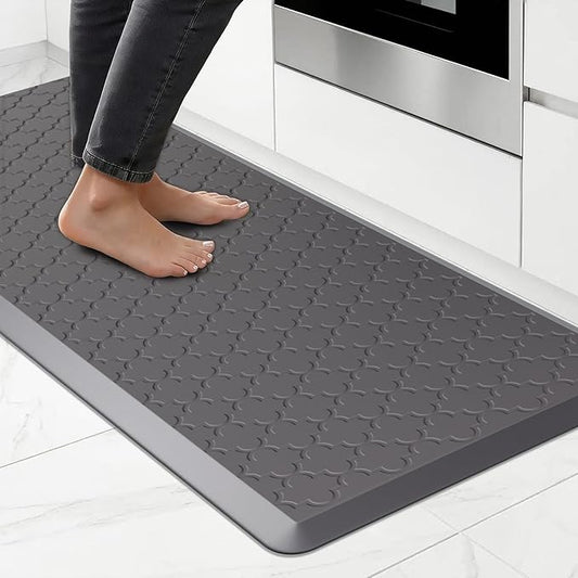Kitchen Mat Cushioned Anti Fatigue for Floor, Non-Slip Waterproof Comfort Rug for Kitchen Sink, Standing Desk & Laundry, 20"x60", Grey