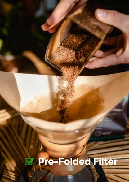 AGOGO Pour Over Coffee Maker Glass with 50pcs Paper Filters -for Home, Office, Camping, Cafes - Easy Clean Coffee Dripper Set (Soft Towel&Brush)(40oz Classic w/Paper Filters)