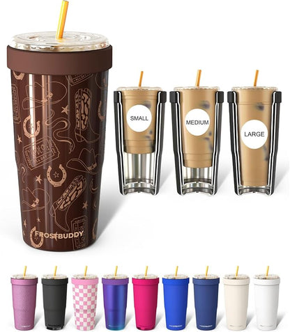 Frost Buddy Togo Buddy 30 oz Stainless Steel Vacuum Insulated Tumbler To Go Coffee Cup – Iced Coffee Cups, Iced Coffee Sleeve, Travel Mug, Thermal Cup for Hot & Cold Drinks, Dunkin Cup (Giddy Up)
