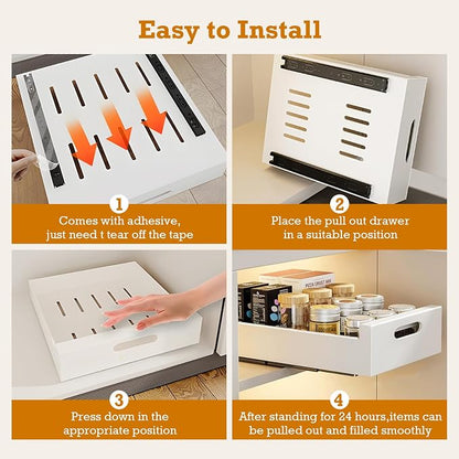 Buachois Pull Out Cabinet Organizer,1 PC Multifunctional 16.9Deep Pull Out Drawers for Cabinets Carbon Steel Slide Out Drawers for Kitchen Bathroom Cabinet Organizer Pantry