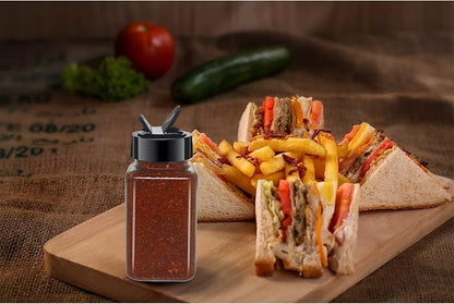 24 Pack 4oz Clear Plastic Spice Jars With Black Plastic Lids, Square Spice Bottles, Seasoning Containers with Chalk Labels, Pen, Funnel, Spice Containers For Kitchen Cabinet