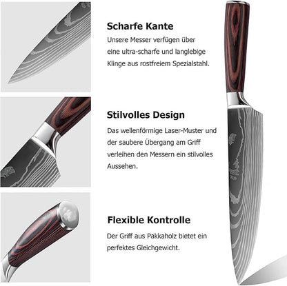 5 Years Anniversary Engraved Chef Knife Gift, 5th Wedding Anniversary Keepsake for Couple, 8 Inch High Carbon Stainless Steel Sharp Kitchen Knife with Ergonomic Handle, 5 Years Marriage Presents