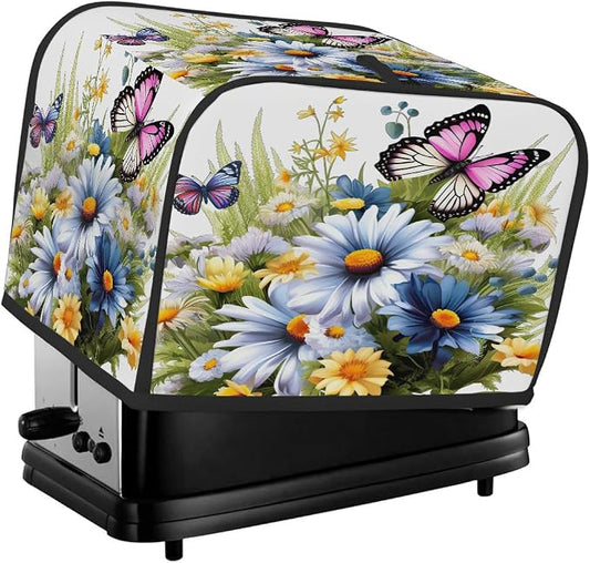 Soring Flower Floral Toaster Cover 4 Slice Wide Slot Washable Kitchen Appliance Covers Fingerprint Bread Machine Dust Cover Small Toaster Oven Accessories Covers Bread Maker Bag Women Gift