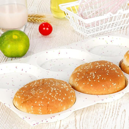 CAKETIME 4 Inch Muffin Top Pan, Silicone Egg Molds for Breakfast Sandwiches Jumbo Round Baking Pan for Oven English muffins, Whoopie Pies, Corn Bread, Egg bites, Tarts 2 Pack Confetti