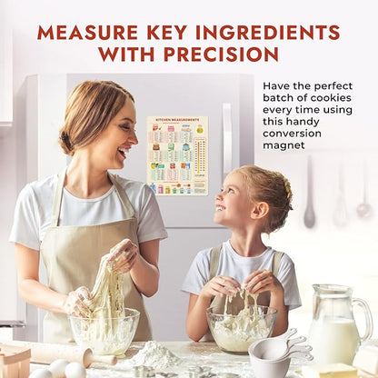 Kitchen Conversion Chart Magnet for Easier Cooking & Kitchen Baking - Kitchen Gadget Baking Gifts - Metric Conversion Chart for Cooking - Cute Kitchen Accessories - Kitchen Needs Baking Accessories