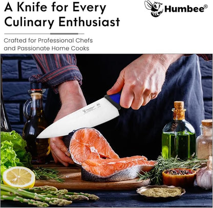 8-Inch Chef Knife, NSF Certified Razor-Sharp High Carbon Stainless Steel Blade – Ergonomic Color Coded Handle, Non-Slip Grip Kitchen Knife, DT-10 Series, Blue