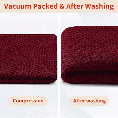 Homaxy 100% Cotton Waffle Weave Kitchen Dish Towels, Ultra Soft Absorbent Quick Drying Cleaning Towel, 13 x 28 Inches, 24-Pack, Burgundy