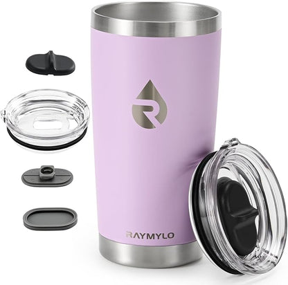 RAYMYLO Insulated Travel Coffee Tumbler 20oz, Detachable & Spill-Proof Slider Lid for Thorough Clean, Stainless Steel Reusable Coffee Mug with Lid Fits Most Car Cup Holder & BPA Free