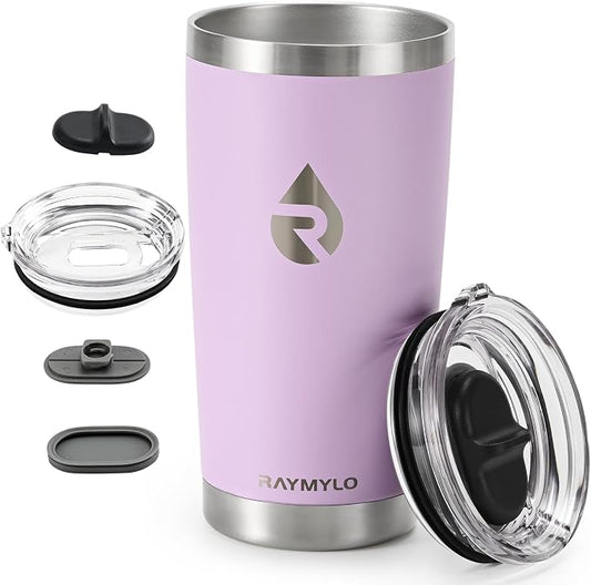 RAYMYLO Insulated Travel Coffee Tumbler 20oz, Detachable & Spill-Proof Slider Lid for Thorough Clean, Stainless Steel Reusable Coffee Mug with Lid Fits Most Car Cup Holder & BPA Free