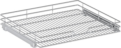 Pull Out Cabinet Organizer, 25.5" W x 21.5" D, Heavy Duty Chrome Slide Out Shelf for Wide Base Cabinets, Sliding Wire Basket Drawer for Pots, Pans, Appliances & Pantry Storage