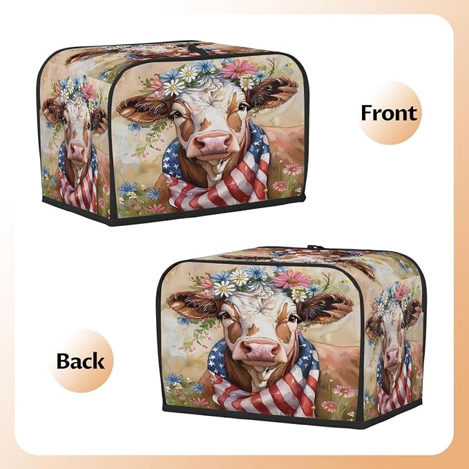2 Slice Animal Highland Cow Toaster Cover Waterproof Dust Fingerprint Bread Machine Cover Washable Kitchen Appliance Protector For Home Kitchen Bakeware Table Decor Women Gifts