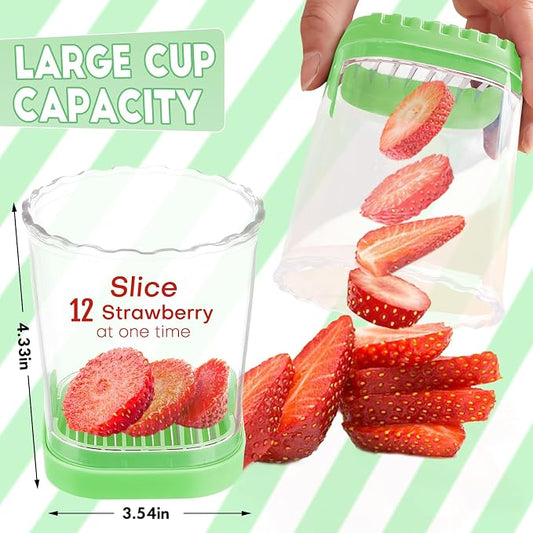 Creative Strawberry & Fruit Slicer - Detachable Cutter with Push Plate (Fluorescent Green)