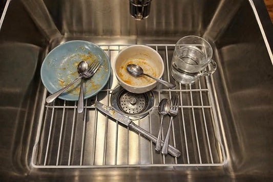 SOFINNI Sink Protectors for Kitchen Sink Bottom with White Coating Grate Insert Grid Sink Bowl Drying Rack Steel Small (10.5" x 12.5")
