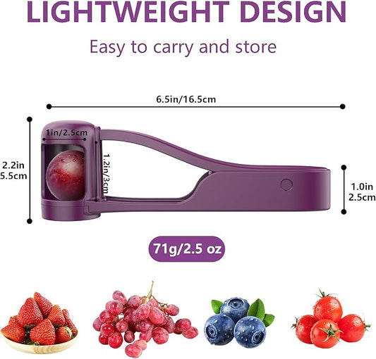 Luvan Grape Cutter for Toddlers 1-3, Grape Slicer Kitchen Gadget for Vegetable Fruit Salad Cake Decor, Stainless Steel Tomato Quarter Cutter Tool for Cherry Strawberry Blueberry - Purple