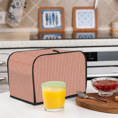 Red Retro Stripes Toaster Cover 4 Slice Wide Slot Washable Kitchen Appliance Covers Fingerprint Bread Machine Dust Cover Small Toaster Oven Accessories Covers Bread Maker Bag Women Gift