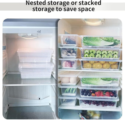 77L Food Storage Container, (3-Pack) Plastic Food Containers with Removable Drain Plate and Lid, Stackable Portable Freezer Storage Containers - Tray to Keep Fruits, Vegetables, Meat and More