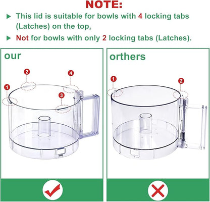 DLC-10 Series Work Bowl Cover 7-Cup DLC-117BGTXT-1 Food Processor Replacement Parts for Tritan Cuisinart,This Cover Features 4 Tabs On The Bottom Rim,Will Only Work With a Tritan Workbowl