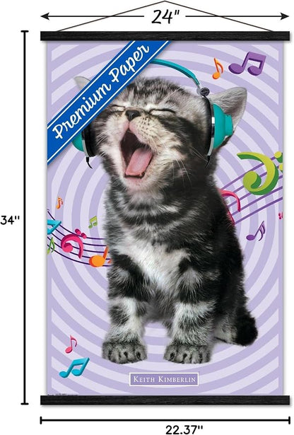 Trends International Keith Kimberlin - Kitten - Singing Wall Poster, 22.375" x 34", Premium Print and Black Hanger Bundle