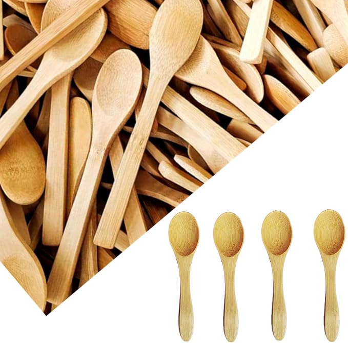 8 Pcs Mini Wooden Spoons - Handmade Small Teaspoons for Honey, Sauces, Ice Cream, Coffee & Sugar