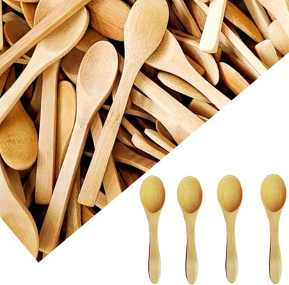 8 Pcs Mini Wooden Spoons - Handmade Small Teaspoons for Honey, Sauces, Ice Cream, Coffee & Sugar