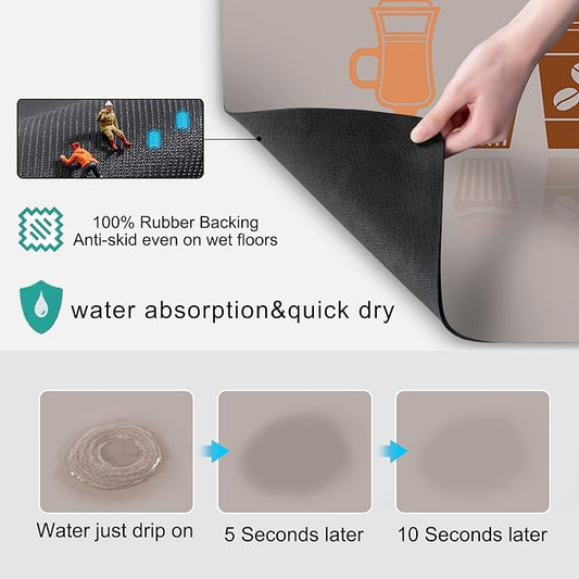 Golener Thick Counter Protector Absorbent Coffee Machine Spill Mat, Desk Protector, Prevent Moving, Coffee Mat Placemats Under Any Drink Coffee, Tea